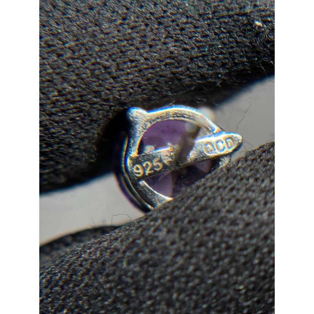 Sterling Silver Amethyst Stud Earrings Round Faceted Purple Gemstone - Picture 11 of 14